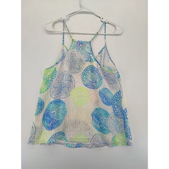 Lilly Pulitzer Women's White Silk Dusk Tank Top Size L - Picture 2 of 6